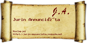 Jurin Annunciáta névjegykártya